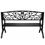 Mamido Záhradná kovová lavica pre 2 osoby dekoratívna čierna