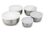 Weis Sada 5 kuchynských misiek s viečkami strieborná / Sada misiek / nerez a plast / 12-20 cm (21220)