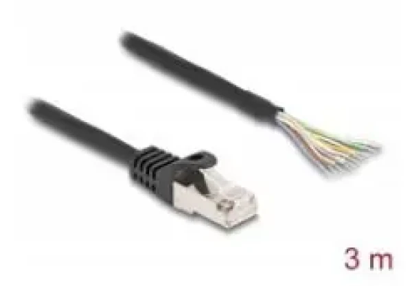 DeLock Kábel RJ-50 (M) - otvorené konce 3 m čierna / Kábel / S/FTP / 26 AWG (80207)