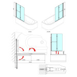 POLYSAN - ODESSA vaňová zástena s pneumatickým zdvihom, š.970, strieborná, číre sklo 37127