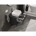 MEXEN/S - Rivel kúpeľňová skrinka pod umývadlo 70 cm s doskou, 2 zásuvky, reliéf, grafit mat 91A20-07047-2-BFFC66