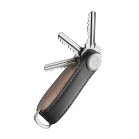 Kľúčenka Orbitkey Leather Charcoal with Grey Stitching