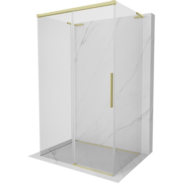 MEXEN/S - Rox-3S L sprchový kút 3 stenný, posuvný 90 x 120, transparent, zlato kartáčovaná 8C2L-090-120-55-00-3S