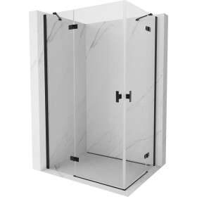 MEXEN/S - Mist H Duo sprchovací kút dvere krídlové 75 x 70, transparent, čierna 8A5-075L-070P-70-00