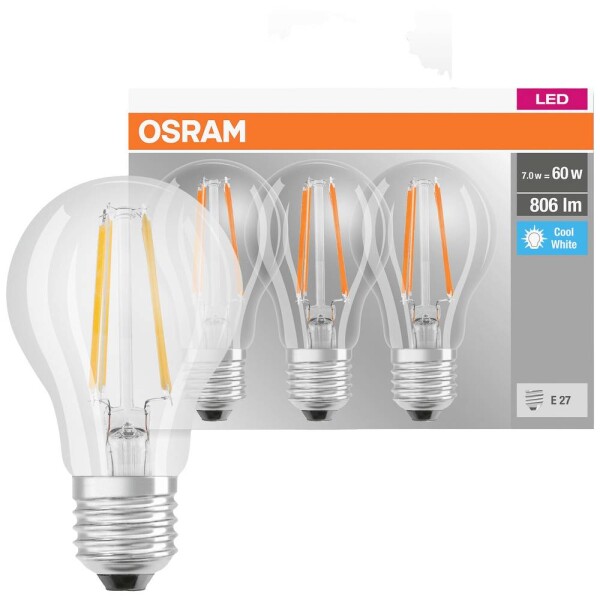 OSRAM HOMELIGHTING 4058075819535 LED En.trieda 2021 E (A - G) E27 klasická žiarovka 6.5 W = 60 W neutrálna biela (Ø x v) 60 mm x 60 mm 3 ks; 4058075819535