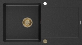 MEXEN/S MEXEN/S - Leo granitový drez 1-miska s odkvapkávačom 900 x 500 mm, čierna/strieborná 6501901010-73-G