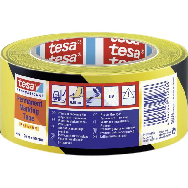 Tesa PREMIUM 04169-00063-93 podlahová značkovacia páska tesa® Professional čiernožltá (d x š) 33 m x 50 mm 1 ks; 04169-00063-93