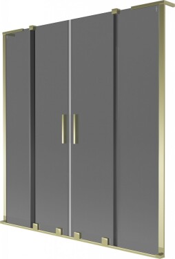 MEXEN/S - Velar L Duo dvojkrídlová posuvná vaňová zástena 140 x 150, grafit, zlatá 896-140-003-42-50