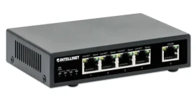 Intellinet 5-portový Gigabit PoE+ switch / Switch / 5x Gigabit RJ45 / 4X PoE+ porty / 62 W / kovové telo (561839)