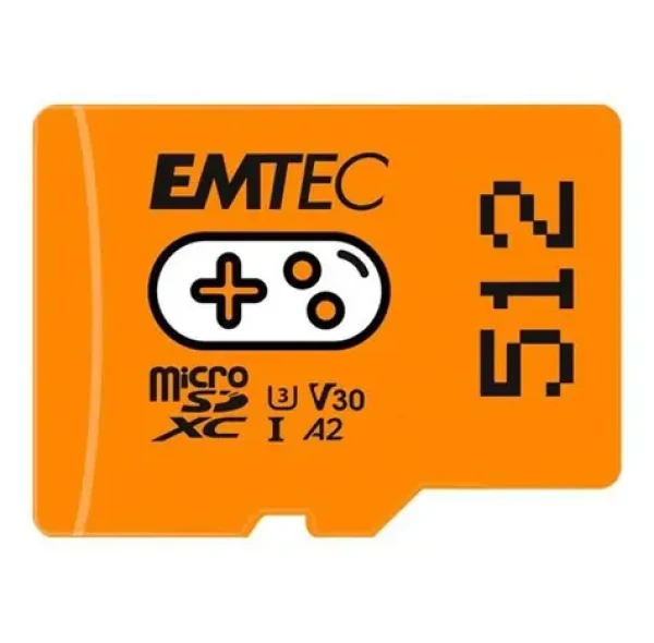 EMTEC GAMING microSDXC 512GB / Class 10 / UHS-I / U3 / A2 / V30 / čítanie 100MBs / zápis 50MBs (ECMSDM512GXCU3)