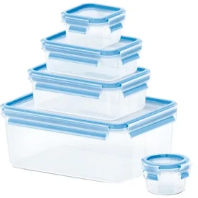 Emsa Food Clipamp;Close Sada dóz na potraviny 0.15 l + 0.25 l + 0.55 l + 1 l + 3.7 l modrá (508568)