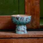 HK living Kameninová miska na podstavci 70's Patina