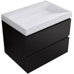 CERANO - Kúpeľňová skrinka Carole - čierna matná + umývadlo z lit. mramoru Vita - biela matná - 70x58x46 CER-669085