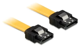 DeLock SATA 6Gbps žltá / Kábel SATA / SATA 7-pin - SATA 7-pin / 0,7 m / kovové klipy (82813)