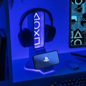 PALADONE PlayStation Stojan s LED svetlom / Držiak slúchadiel a telefónu / USB-C / diaľkové ovládanie / 30 cm (PP14328PSEPMM)