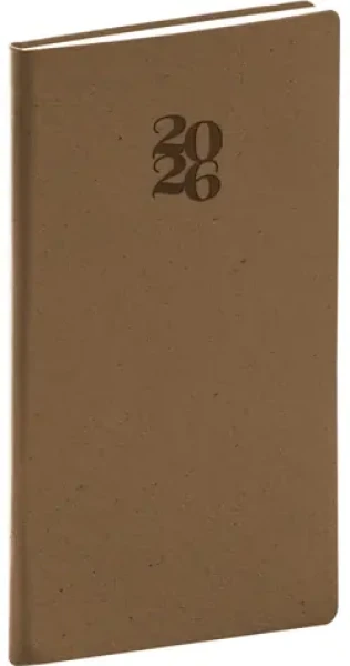 NOTIQUE Vreckový diár Essenza 2026 oriešok / 9 x 15.5 cm (PGD-KAPES-6004)