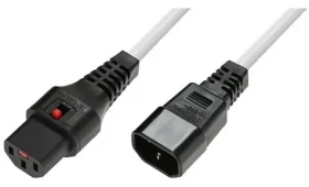 MicroConnect Predlžovací kábel s IEC zámkom C13-C14 biela / Predlžovací kábel / 1,5 m / 230 V / 10 A (MC-C13C14LOCK-1.5MW)