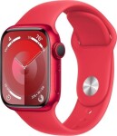 Apple Watch Serie 9 GPS, 41mm Koperta z aluminium z edycji (PRODUCT)RED z paskiem sportowy z edycji (PRODUCT)RED - S/M