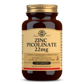 SOLGAR Pikolinát zinku 22 mg 100 tabliet