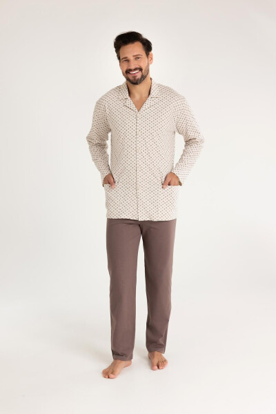 Regina 486 long/r M-XL Z25/26 pánske pyžamo bez zipsu tmavě modrá XL