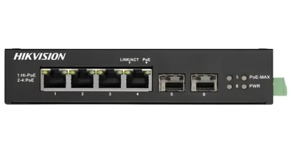 HIKVISION DS-3T0506HP-E/HS / Switch / priemyselný / 4X Gb PoE (1x Hi-PoE) / 2x Gb SFP / 60W (DS-3T0506HP-E/HS)