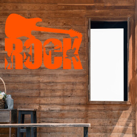 Veselá Stena Samolepka Nápis ROCK Farba: oranžová, Veľkosť: 40 x 28 cm