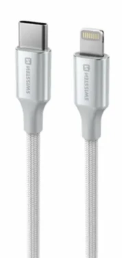 Swissten TEXTILE II dátový kábel USB-C - Lightning 1.5m biela (71529204)