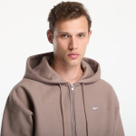 Mikina Nike Solo Swoosh Men's Full-Zip Fleece Hoodie Mink Brown/ Mink Brown/ White XL