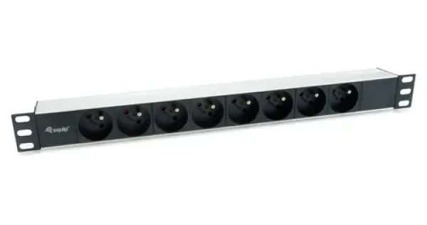 Equip 19" rozvodný panel 8x230V čierna, strieborná / Rozvodný panel / 16A / 3500W / hliníkový / kábel 1,8 m (333313)