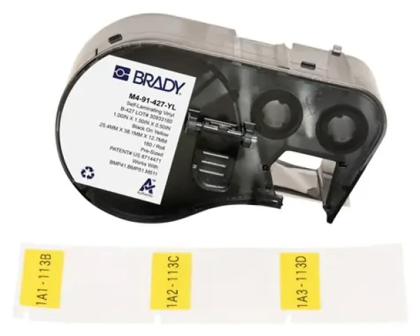 BRADY B-427 Samolamínovacie vinylové štítky žlté / Štítky do tlačiarne / Vinyl / 25,4x38,1 mm / 180 ks (M4-91-427-YL)