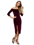 Dámske zamatové šaty M559 Burgundy - Moe 44