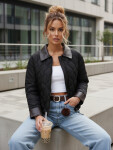 Dámska prechodná prešívaná bunda čierna FashionStreet TY5622 XXL