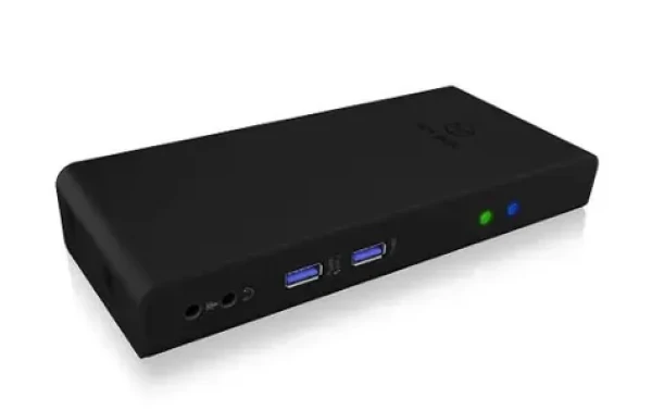 IcyBox IB-DK2251AC dokovacia stanica pre notebook čierna / 4x USB 2.0 / LAN / 3.5 mm jack (4250078169765)