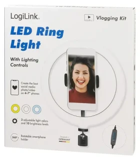 LogiLink Kruhové LED svetlo O 20 cm / Kruhové LED svetlo / 72 LED / 10 W / 1,8 m kábel (AA0151)