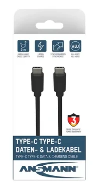 Ansmann 1700-0122 čierna / Dátový a nabíjací kábel / USB-C - USB-C / 2m / 60W / USB 3.2 Gen 1 (1700-0122)
