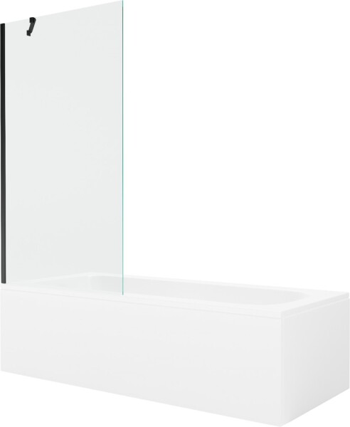 MEXEN/S - Vega obdĺžniková vaňa 180 x 80 cm s panelom + vaňová zástena 90, transparent, čierna 550118080X9509000070