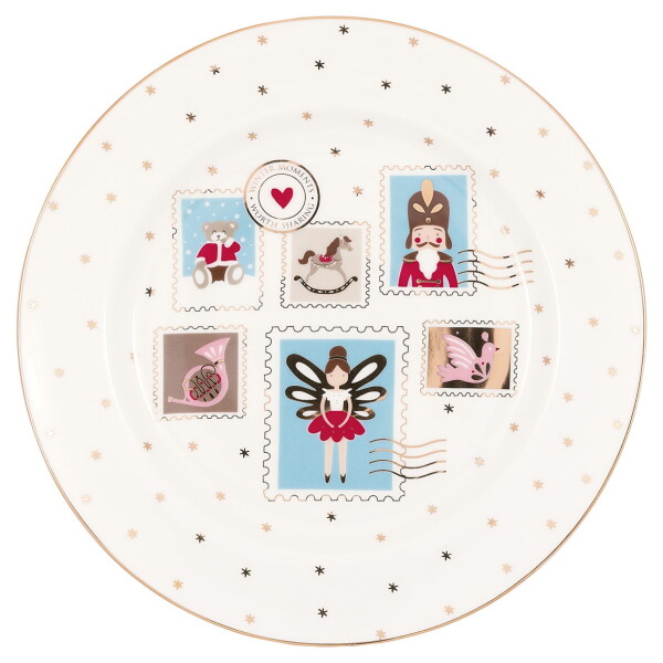 GREEN GATE Porcelánový tanier Xmas Letter White Ø 20,5 cm