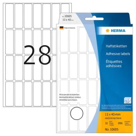 Herma Univerzálne etikety 13x40 mm / biele, snímateľné / 32 listov / 672 ks (10605)