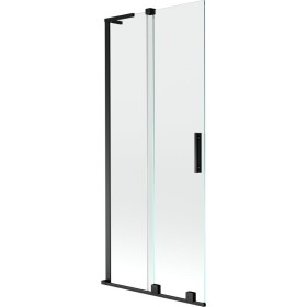 MEXEN/S - Velar L dvojkrídlová posuvná vaňová zástena 85 x 150, transparent, čierna 896-085-003-01-70