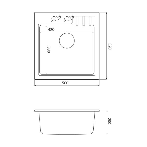 SAPHO SAPHO - Granitový vstavaný mono drez, 50x52cm, taupe GR1042