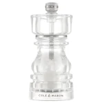 ColeMason London Mlynček na soľ 13 cm / Transparentný akryl / Keramický mlecí mechanizmus / Odpružené plnenie (H233102)