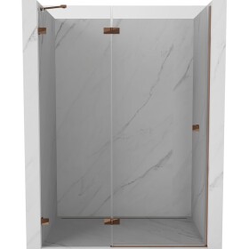 MEXEN/S - Lunar sprchové dvere krídlové ľavé 140, transparent, ružové zlato 834-140-000-60-00-L