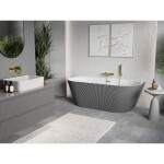 MEXEN/S - Oris voľne stojaca vaňa nástenná reliéf 170 x 80, biela/sivá, sifón a prepad zlatá 52871708062-50