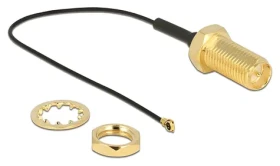 DeLock šedá/zlatá / Anténny kábel RP-SMA - MHF4 / 10 cm (12465)