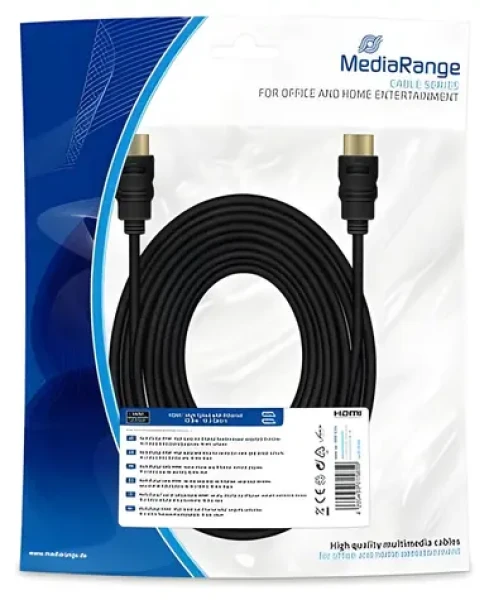MediaRange HDMI 10 m čierna / Kábel HDMI / HDMI 1.4 / 10,2 Gbit/s / Ethernet / pozlátené konektory (MRCS212)