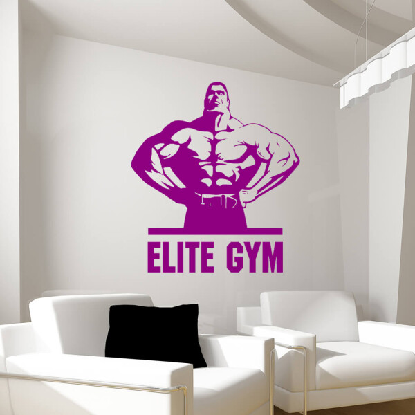 Veselá Stena Samolepka Elite Gym Farba: fialová, Veľkosť: 60 x 64 cm