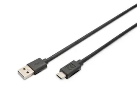 Digitus USB-C - USB-A čierna / Prepojovací kábel / USB 2.0 / 480 Mbps / 3 m (AK-300148-030-S)