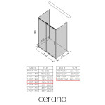 CERANO - Trojstenný sprchovací kút Varone LINE UL/P - 6 mm - čierna matná, grafitové sklo - 130x100x195 - posuvný CER-8050BD7838