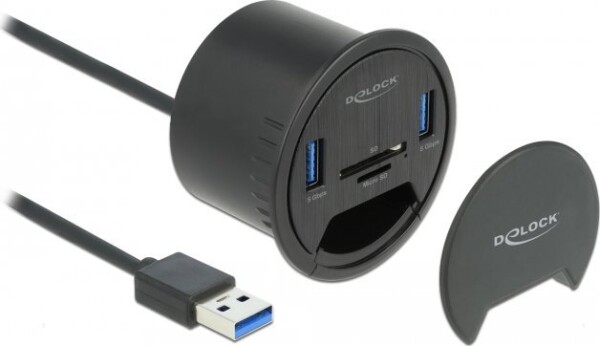Delock Delock 2 Port Tisch-Hub 2 x SuperSpeed USB Typ-A und Card Reader fur SD und Micro