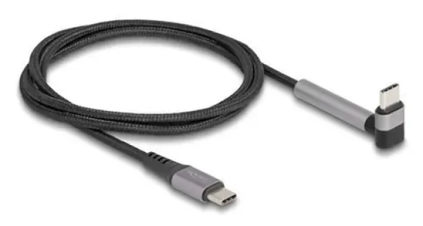 DeLock Kábel USB-C (M) - USB-C (M) 1,5 m čierna / Nabíjací a dátový kábel / PD 3.0 / 60 W / USB 2.0 / zalomený konektor (81172)